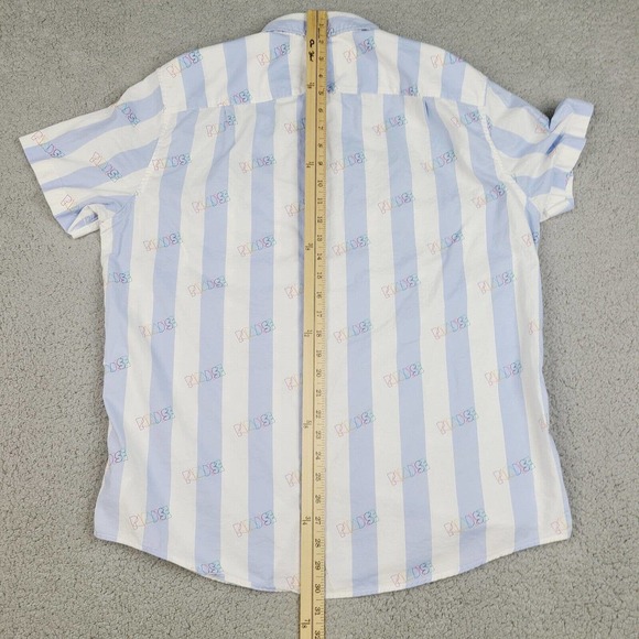 American Eagle Shirt Men's Large White Blue Striped Paradise Colorful Button Up - Picture 10 of 11